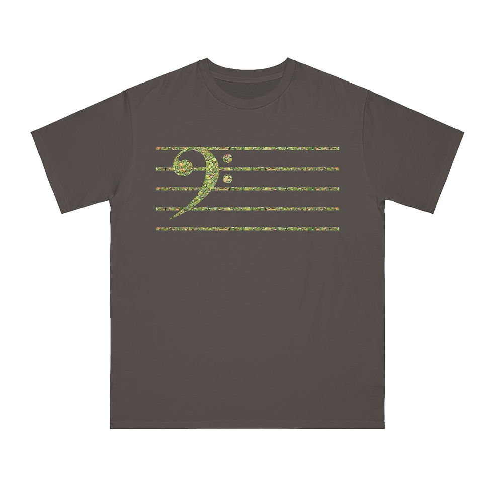 Thumbnail: organic adult unisex t shirt with bass clef music graphic by Nat-Ts