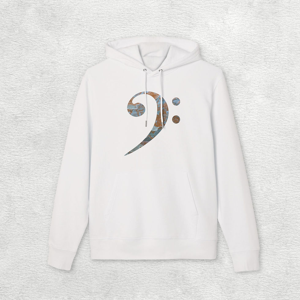 Thumbnail: eco friendly adult unisex hoodie with bass clef music graphic by Nat-Ts