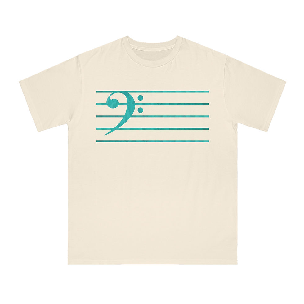 Thumbnail: organic adult unisex t shirt with bass clef music graphic by Nat-Ts