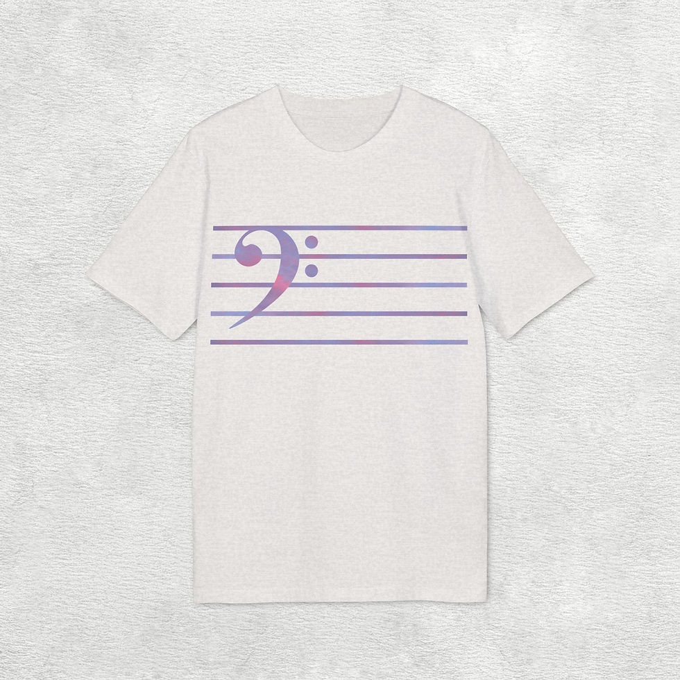 Thumbnail: organic adult unisex t shirt with bass clef music graphic by Nat-Ts
