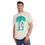 Thumbnail: organic cotton unisex adult t-shirt with tropical summer surfboard graphic coloured by a photo of nature