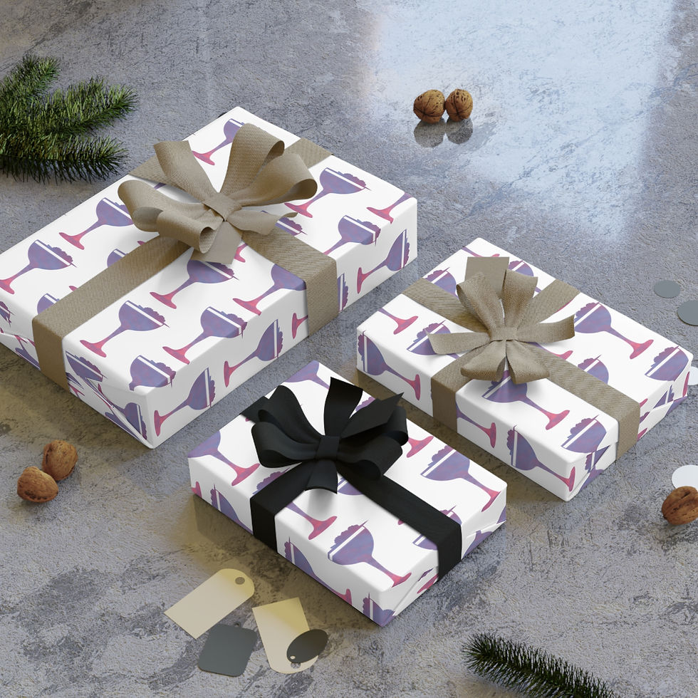 sustainably sourced premium gift wrap with colourful cocktail print by Nat-Ts