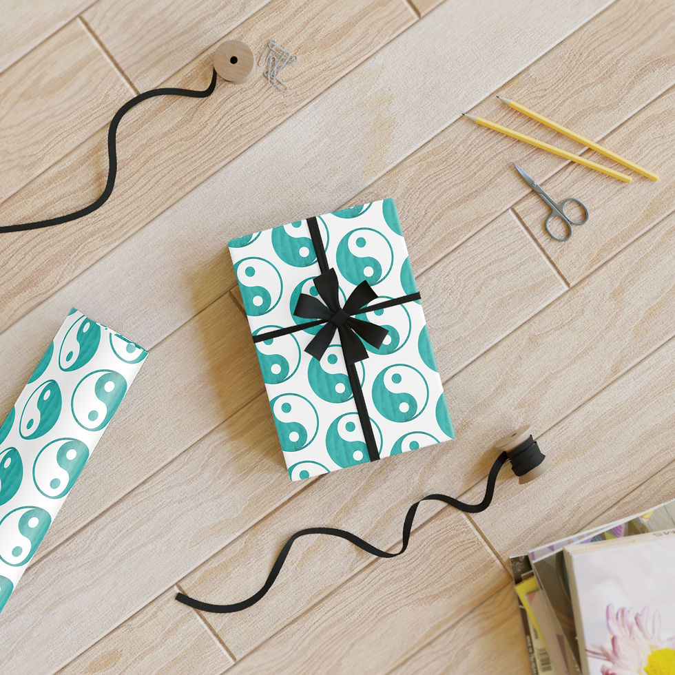 Thumbnail: Sustainably sourced, 95gsm premium, satin finish gift wrap with Yin Yang design by Nat-Ts