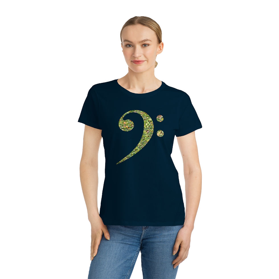 Thumbnail: organic cotton women's t shirt with Bass Clef music graphic by Nat-Ts
