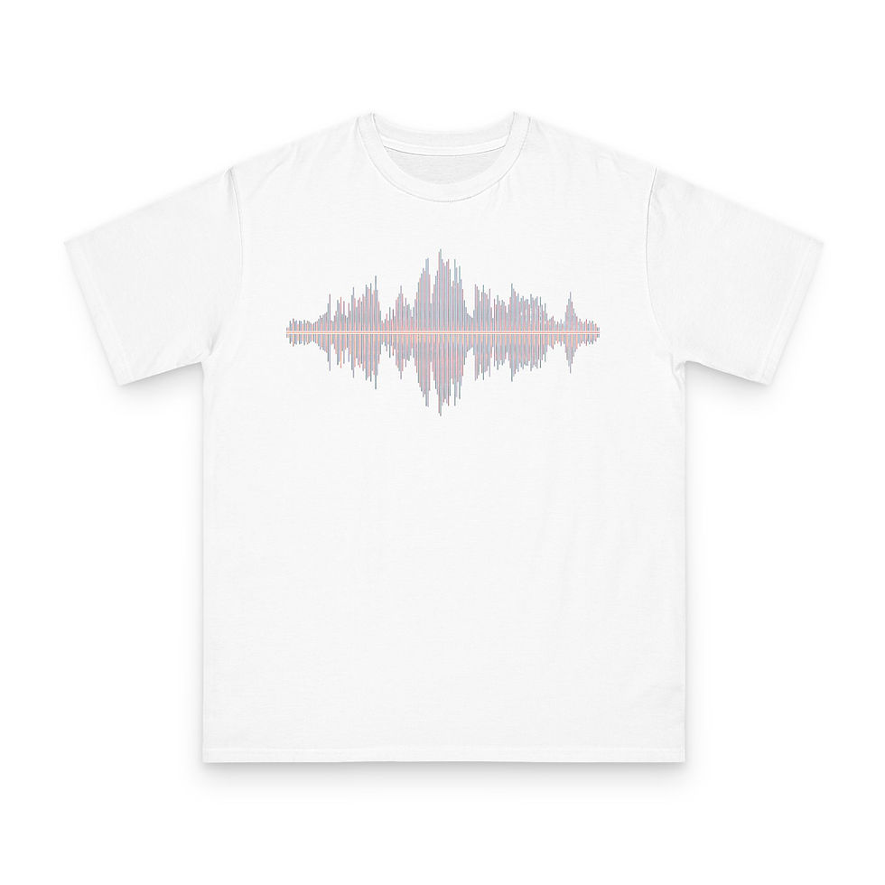 Thumbnail: organic cotton unisex adult t-shirt with vibrant music soundwave graphic coloured by unfiltered photos of nature