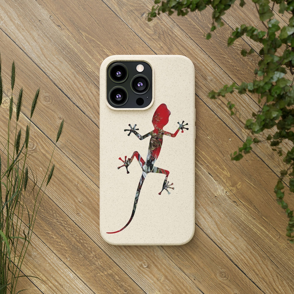 Thumbnail: biodegradable plastic free phone case with gecko graphic by Nat-Ts