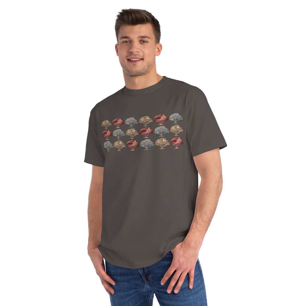 Thumbnail: organic cotton adult t-shirt with unique autumn forest design by Nat-Ts
