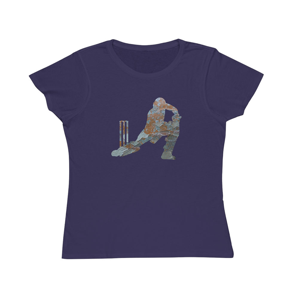 organic cotton women's t shirt with Cricket batter sport graphic by Nat-Ts