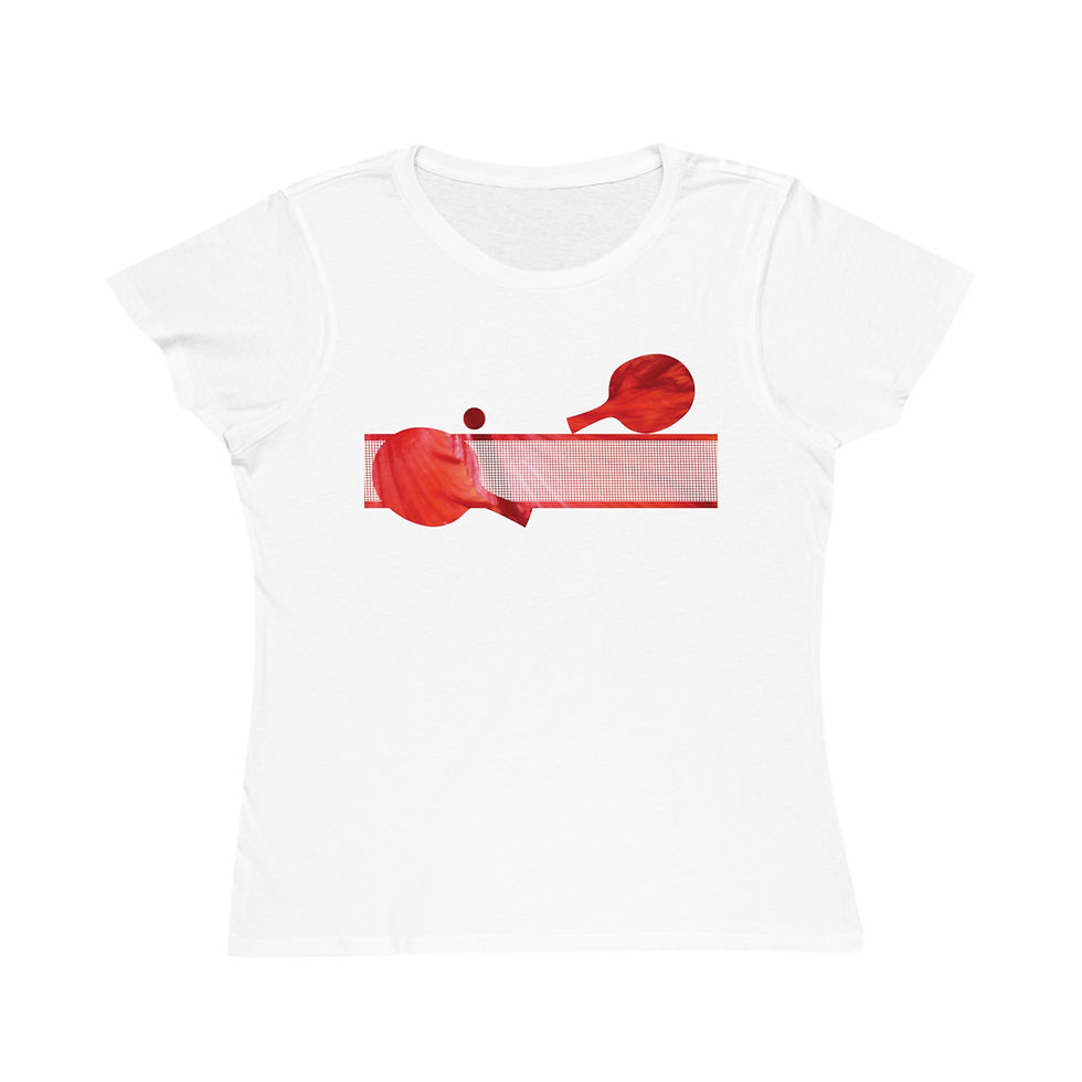 Thumbnail: organic cotton women's t-shirt with table tennis sport graphic coloured by a photo of nature