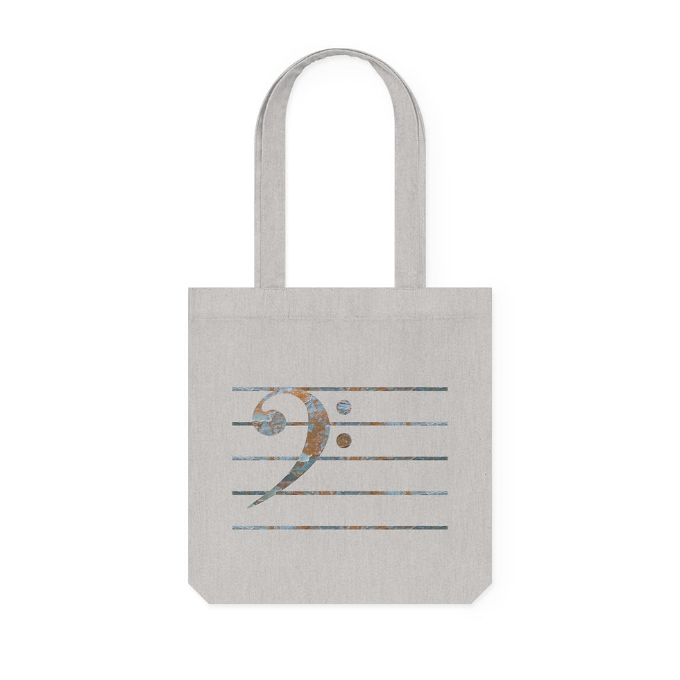 Thumbnail: eco friendly tote bag with bass clef music design by Nat-Ts