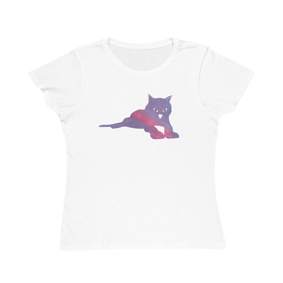 organic cotton women's t shirt with adorable cat graphic by Nat-Ts
