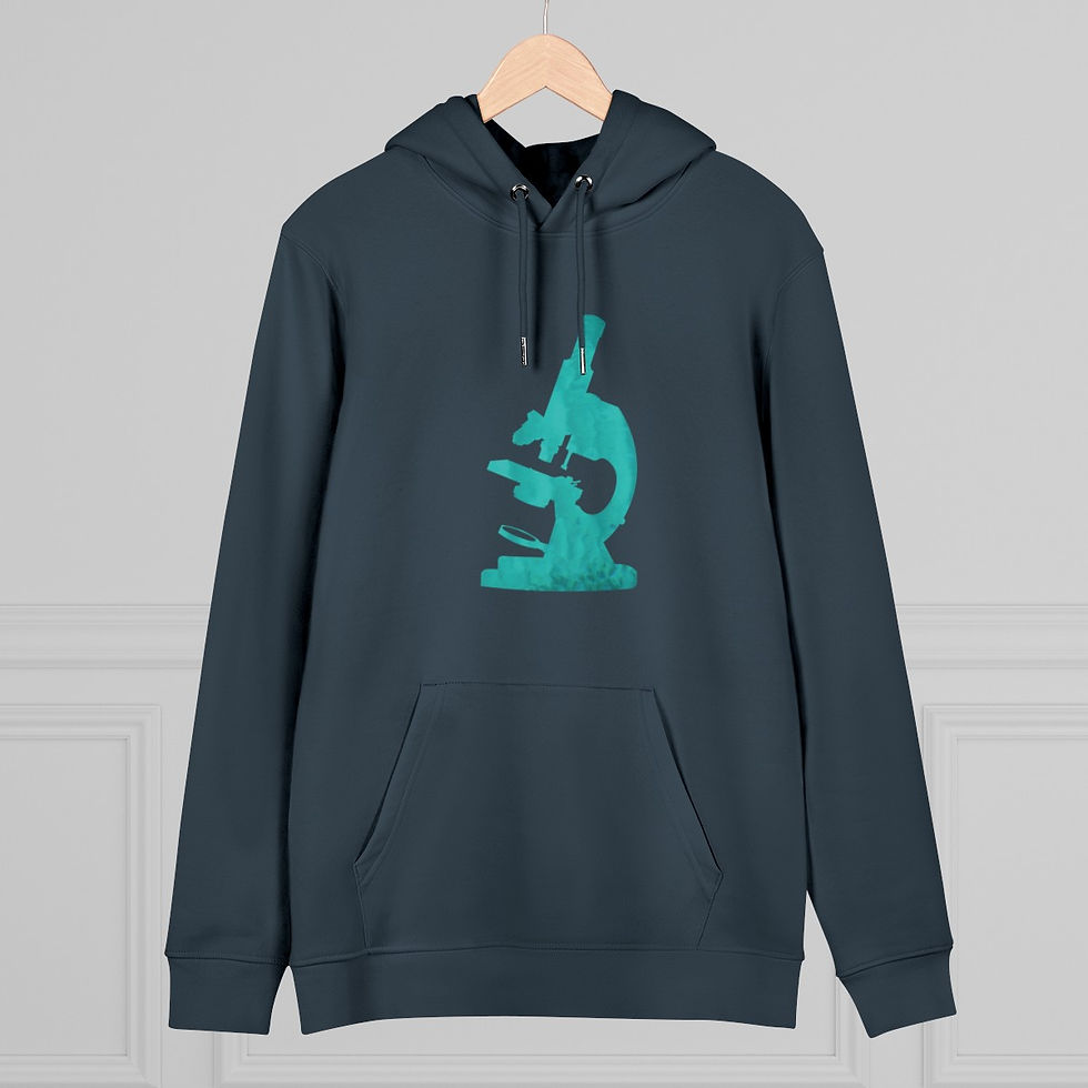 eco friendly adult unisex hoodie with microscope science design by Nat-Ts