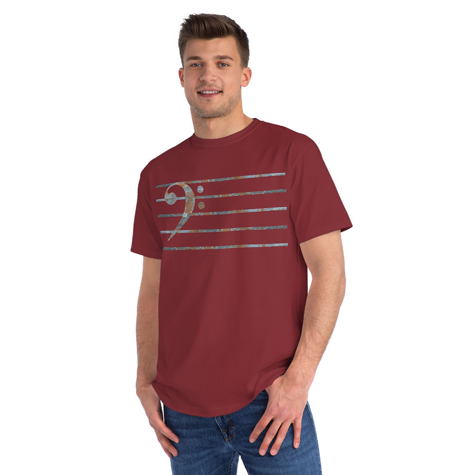 Thumbnail: organic adult unisex t shirt with bass clef music graphic by Nat-Ts
