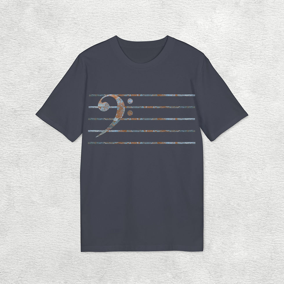 Thumbnail: organic adult unisex t shirt with bass clef music graphic by Nat-Ts