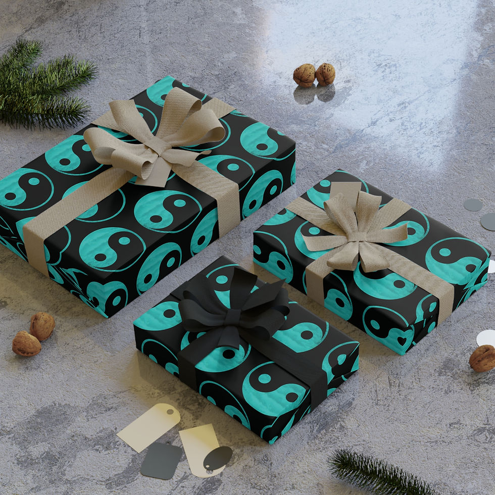 Thumbnail: Sustainably sourced, 95gsm premium, satin finish gift wrap with Yin Yang design by Nat-Ts