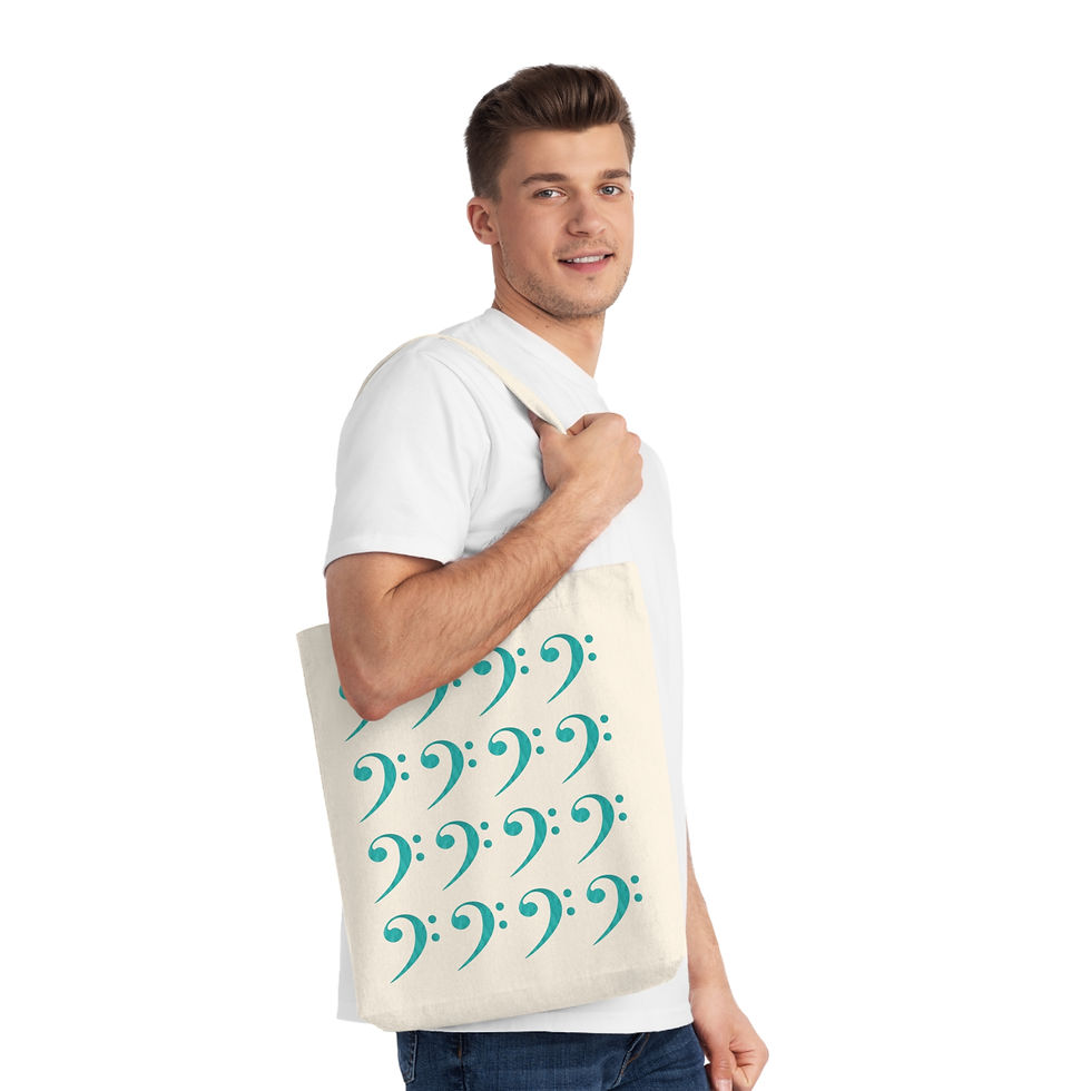Thumbnail: eco friendly tote bag with bass clef music design by Nat-Ts