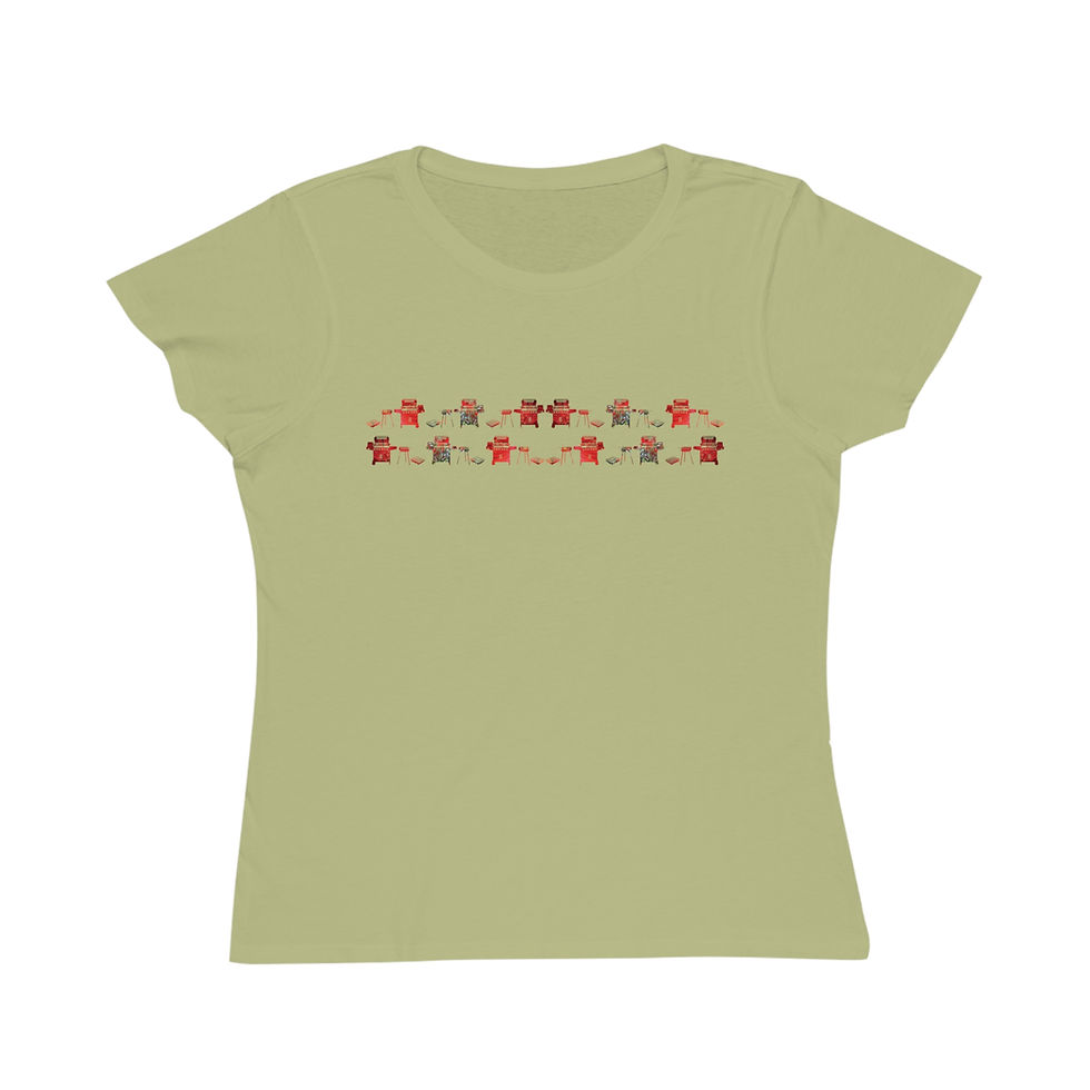 organic cotton women's t shirt with BBQ Evolution graphic by Nat-Ts
