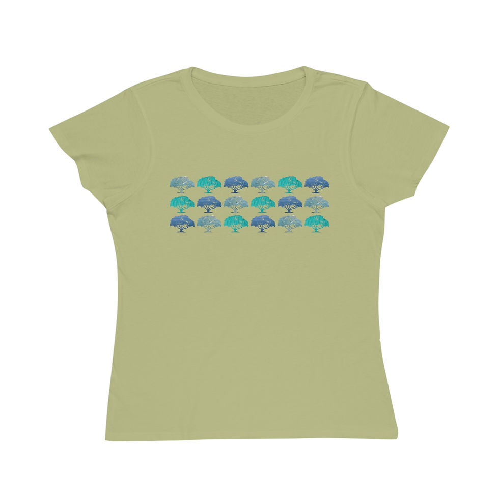 Thumbnail: organic cotton women's t-shirt with unique winter forest design by Nat-Ts