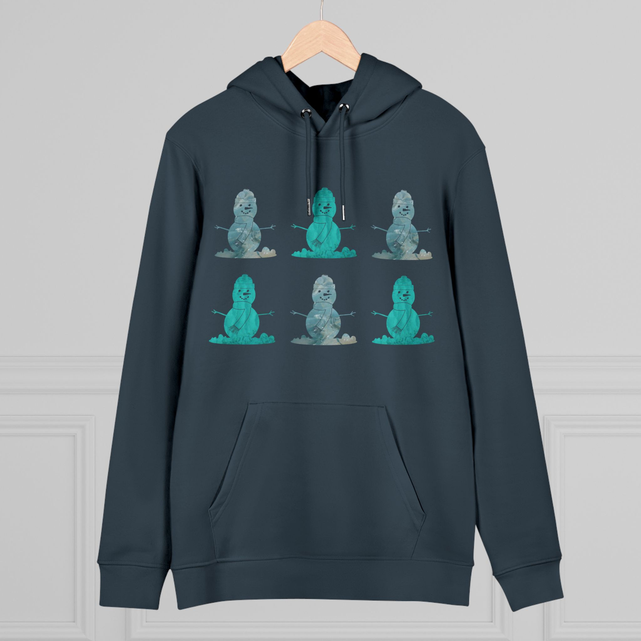 eco friendly adult unisex hoodie with cute snowpal graphic by Nat-Ts
