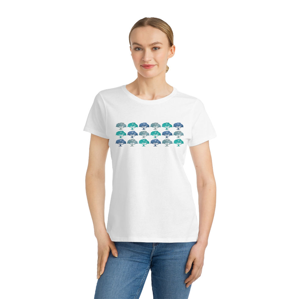 Thumbnail: organic cotton women's t-shirt with unique winter forest design by Nat-Ts