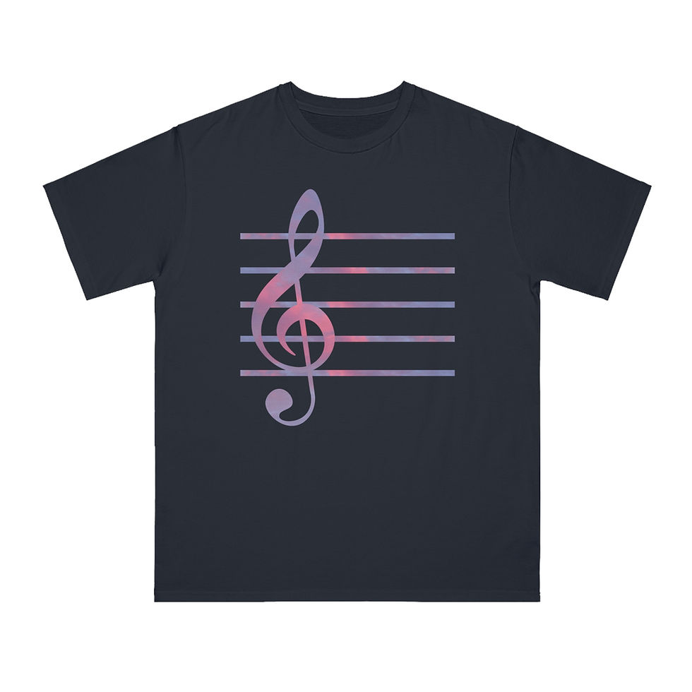 Thumbnail: organic cotton unisex adult t-shirt with nature-inspired treble clef music print by Nat-Ts