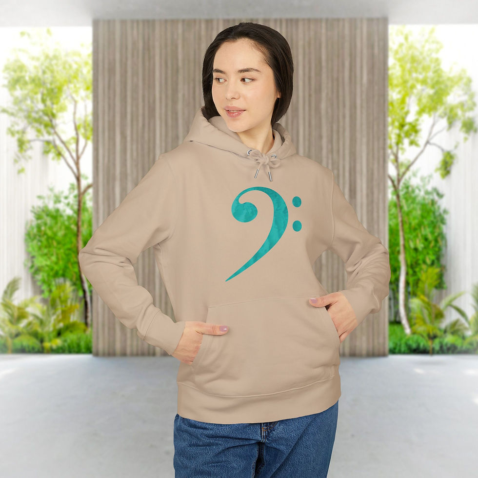 Thumbnail: eco friendly adult unisex hoodie with bass clef music graphic by Nat-Ts