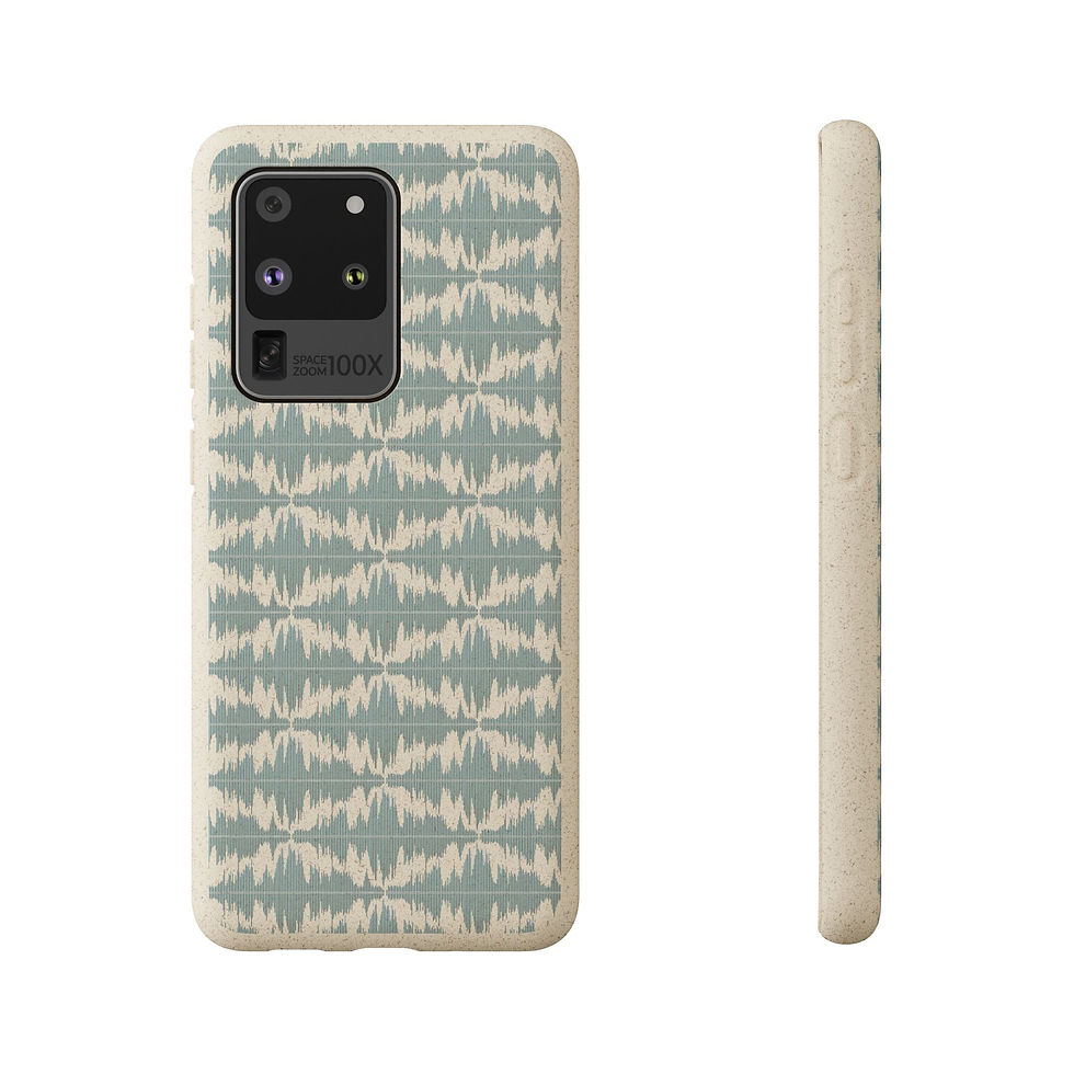 Thumbnail: biodegradable plastic-free phone case with unique music soundwave graphics coloured by unfiltered photos of nature
