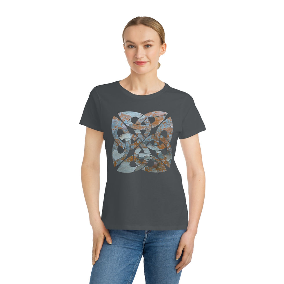 organic cotton women's t shirt with Celtic-inspired square knot graphic by Nat-Ts