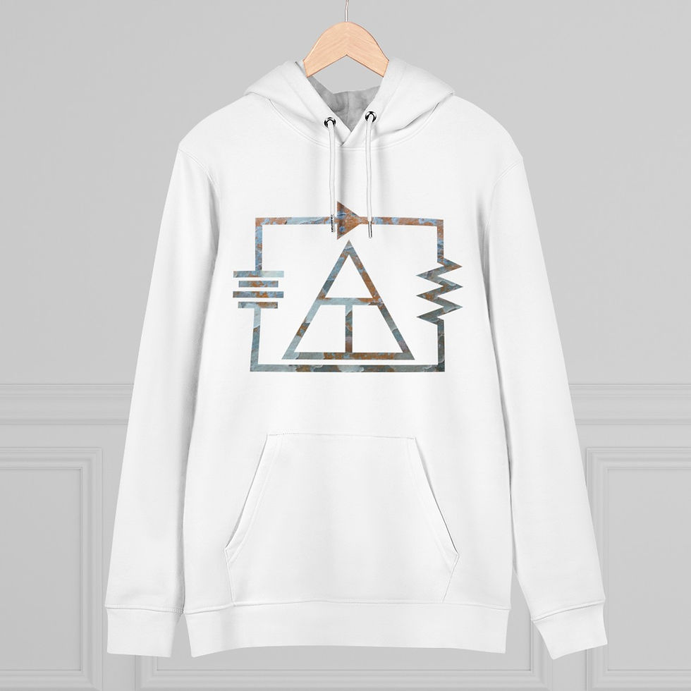 eco friendly adult unisex hoodie with Ohm's Law design by Nat-Ts