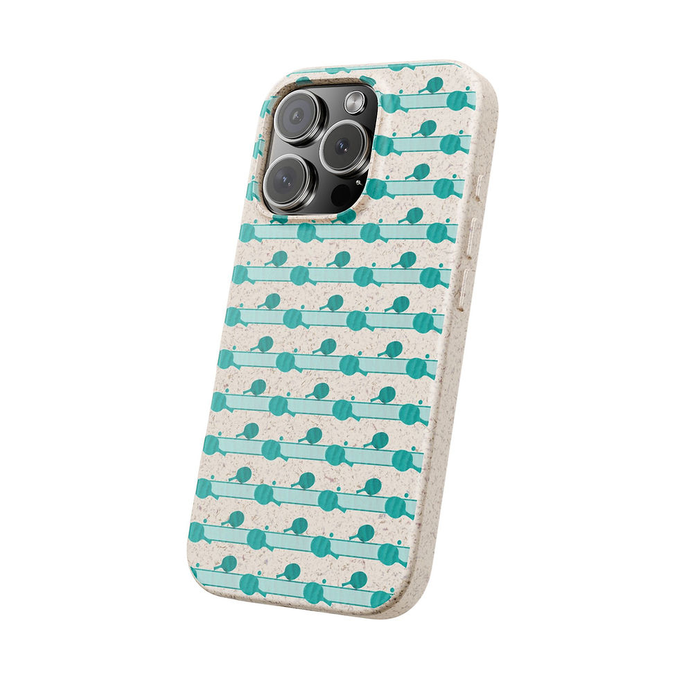 Thumbnail: biodegradable plastic-free phone case with vibrant table tennis sport graphics coloured by real photos of nature