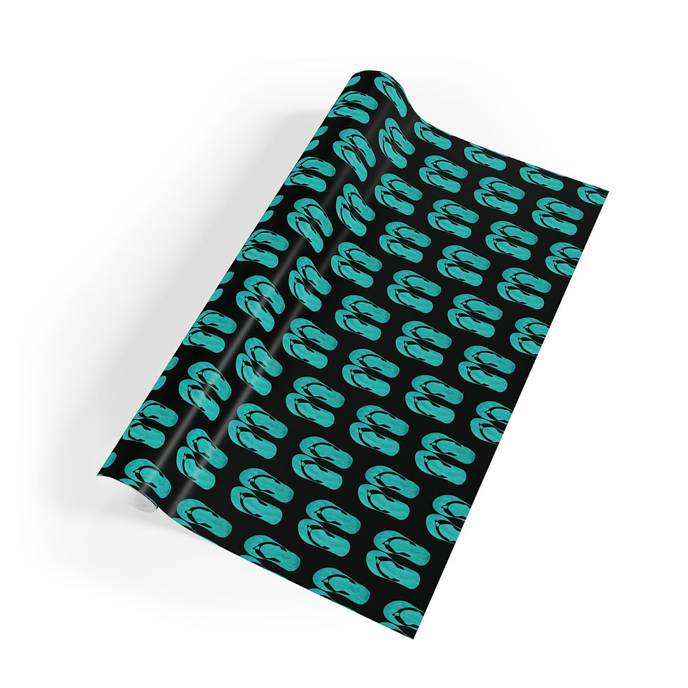 sustainably sourced premium gift wrap with jandals summer flip flops graphic by Nat-Ts