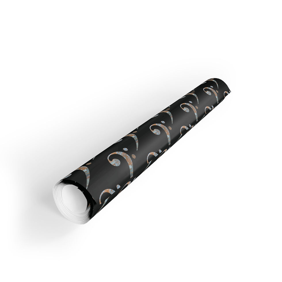 Thumbnail: sustainably sourced premium gift wrap with bass clef music graphic by Nat-Ts
