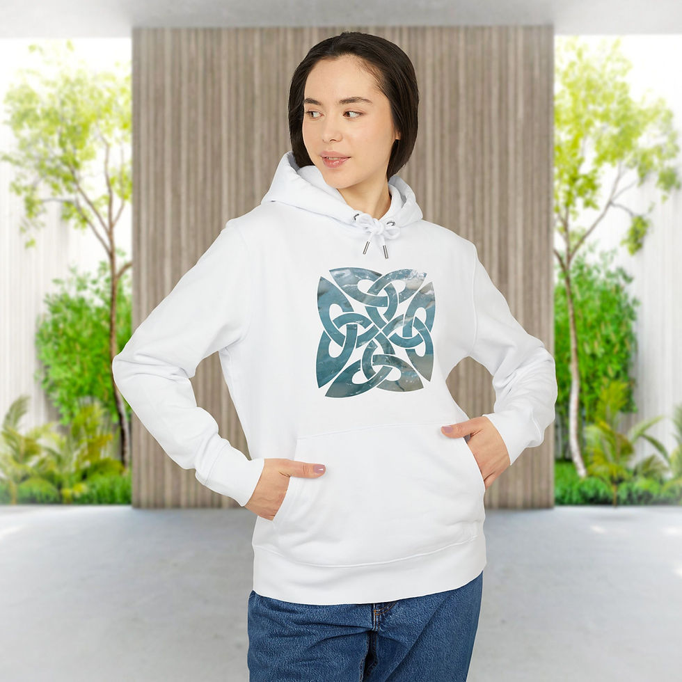 organic cotton adult unisex hoodie with Celtic-inspired square knot design by Nat-Ts