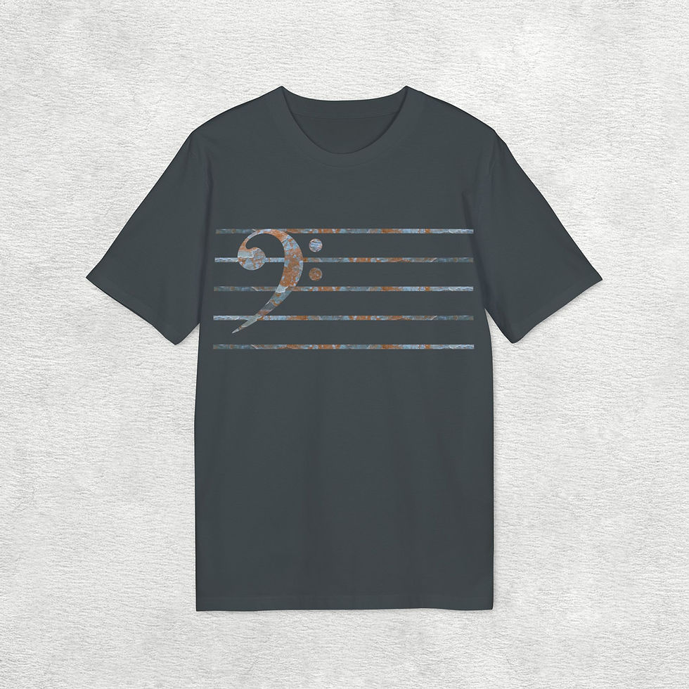 Thumbnail: organic adult unisex t shirt with bass clef music graphic by Nat-Ts
