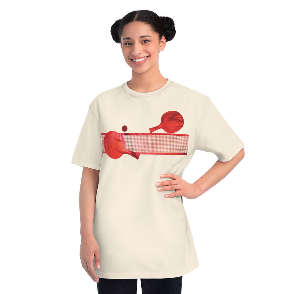 Thumbnail: organic cotton unisex adult t-shirt with table tennis sport graphic coloured by photos of nature
