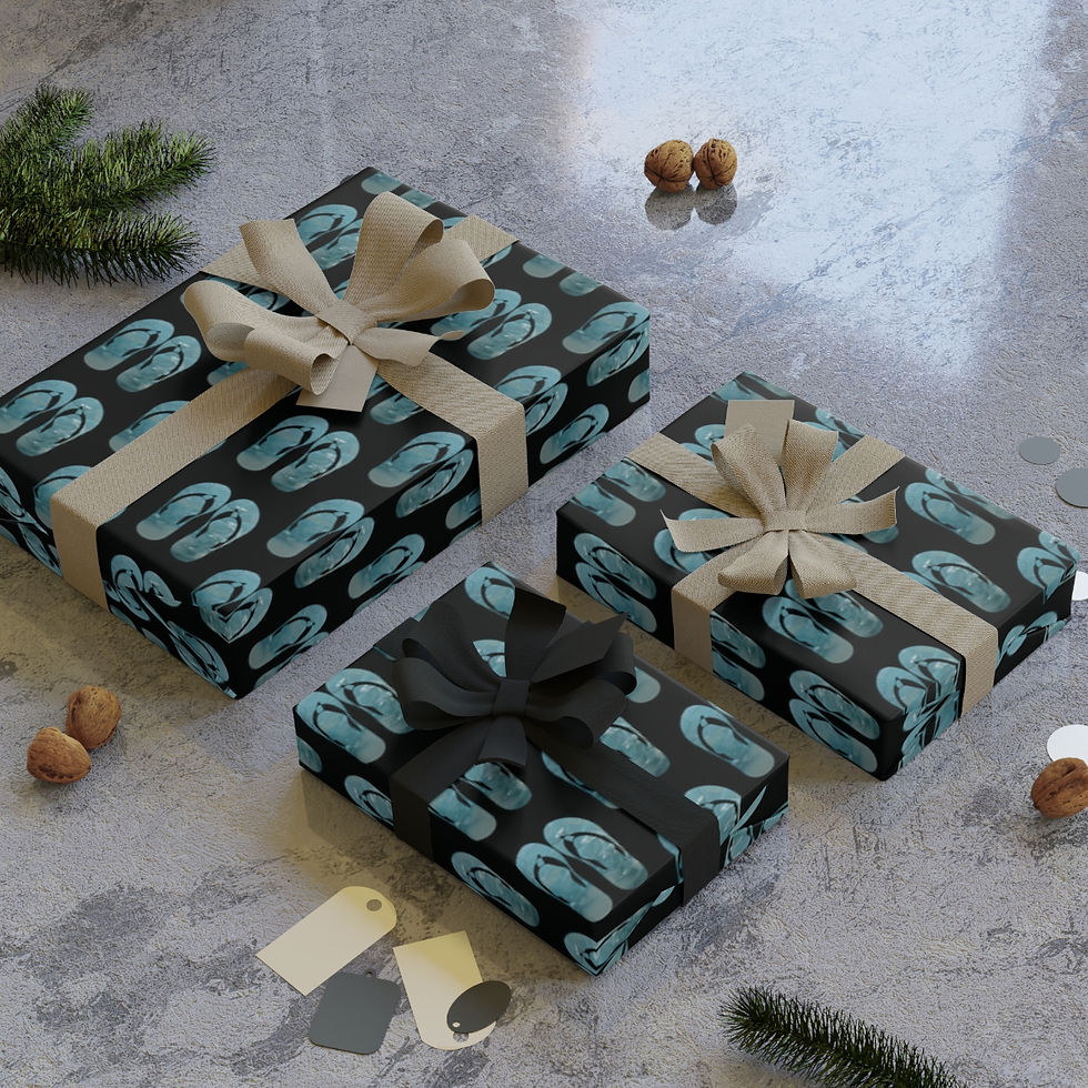 sustainably sourced premium gift wrap with jandals summer flip flops graphic by Nat-Ts