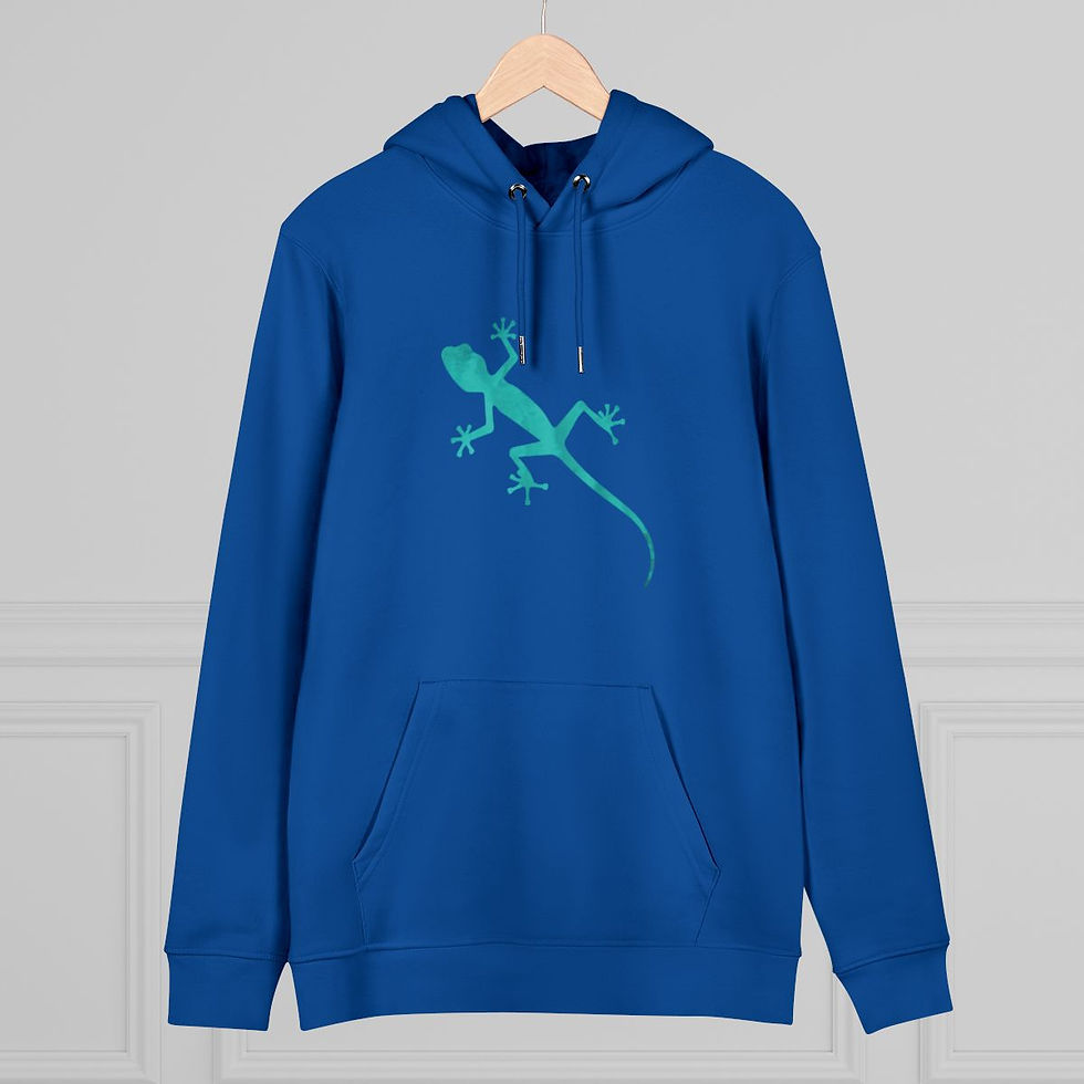 Thumbnail: eco friendly adult unisex hoodie with gecko design by Nat-Ts