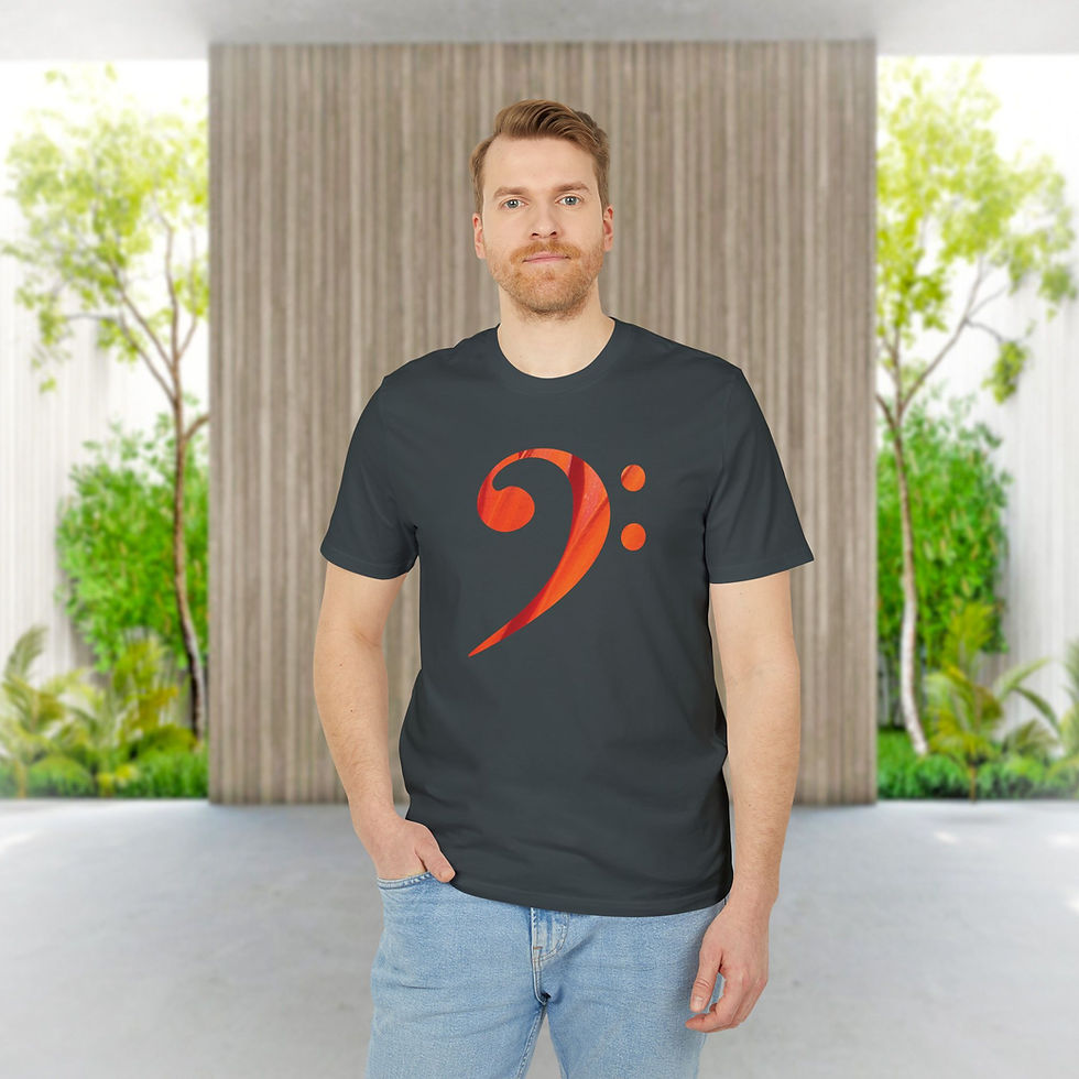 Thumbnail: organic adult unisex t shirt with bass clef music graphic by Nat-Ts