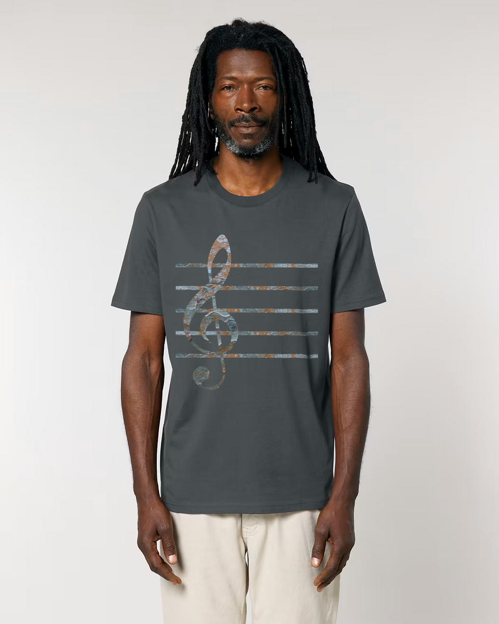 Thumbnail: organic cotton adult t-shirt with treble clef music graphic by Nat-Ts