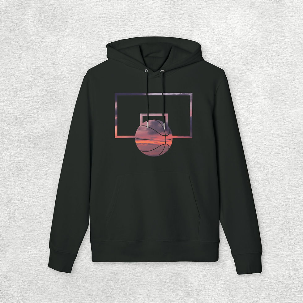 organic cotton adult unisex hoodie with basketball sport graphic by Nat-Ts