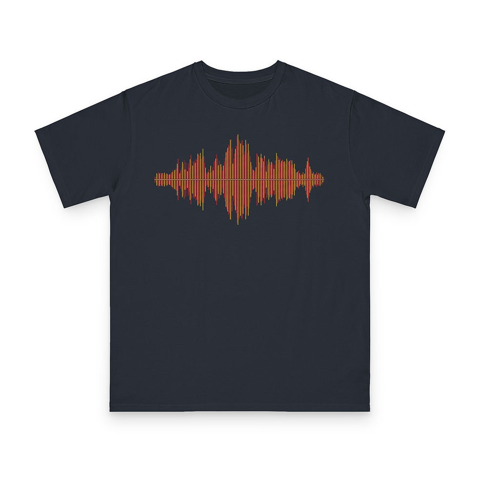 Thumbnail: organic cotton unisex adult t-shirt with vibrant music soundwave graphic coloured by unfiltered photos of nature