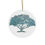 Thumbnail: eco-friendly ceramic hanging ornaments with a tree graphic coloured by a photo of a glacier, by Nat-Ts