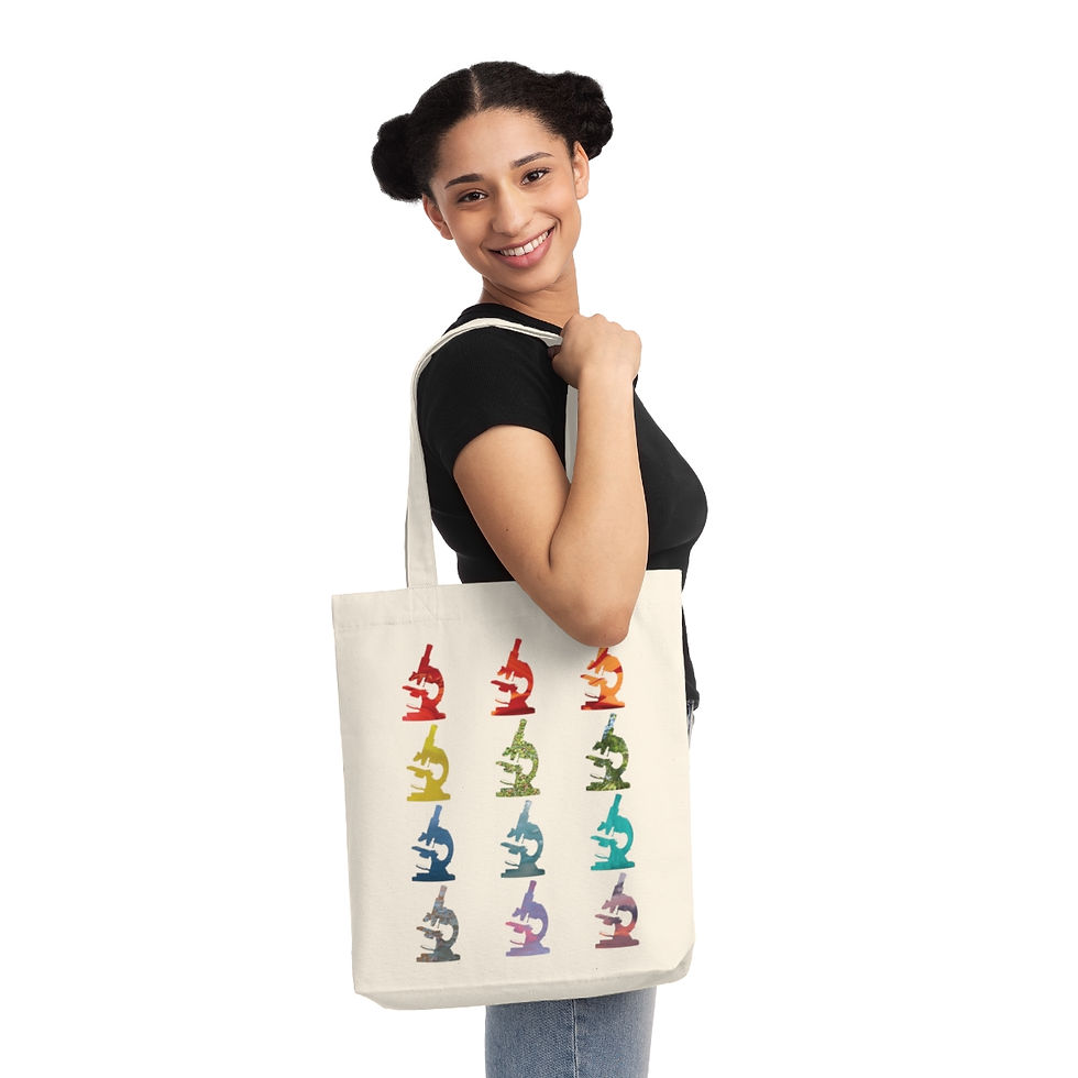 eco friendly tote bag with microscope science design by Nat-Ts