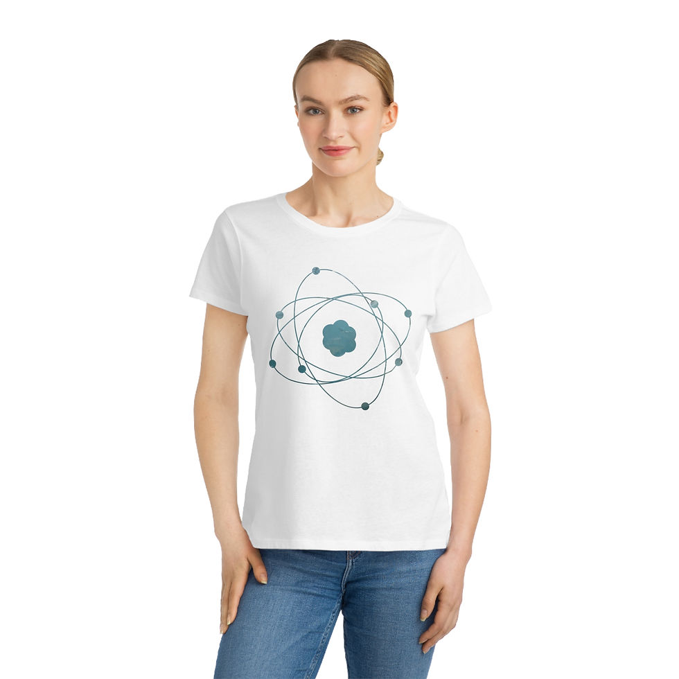Thumbnail: organic cotton women's t shirt with Atom particle science graphic by Nat-Ts