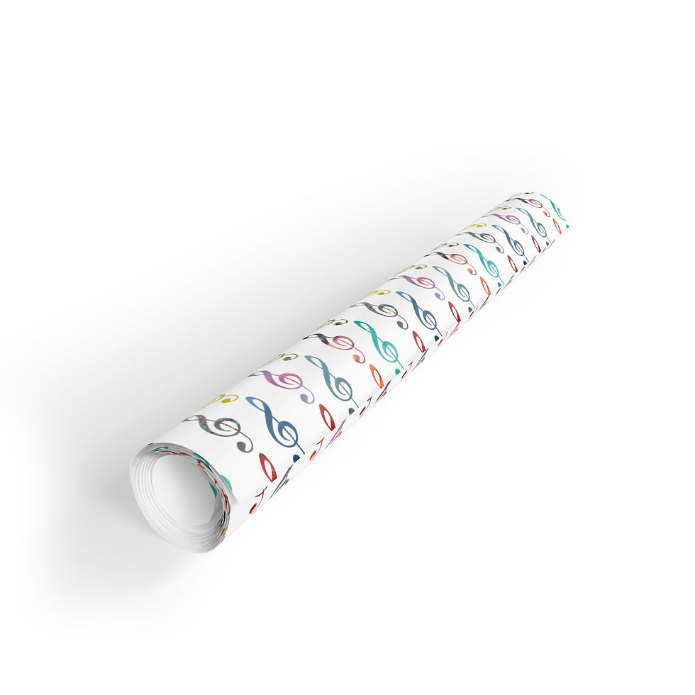 Thumbnail: sustainably sourced premium gift wrap with treble clef music graphic by Nat-Ts