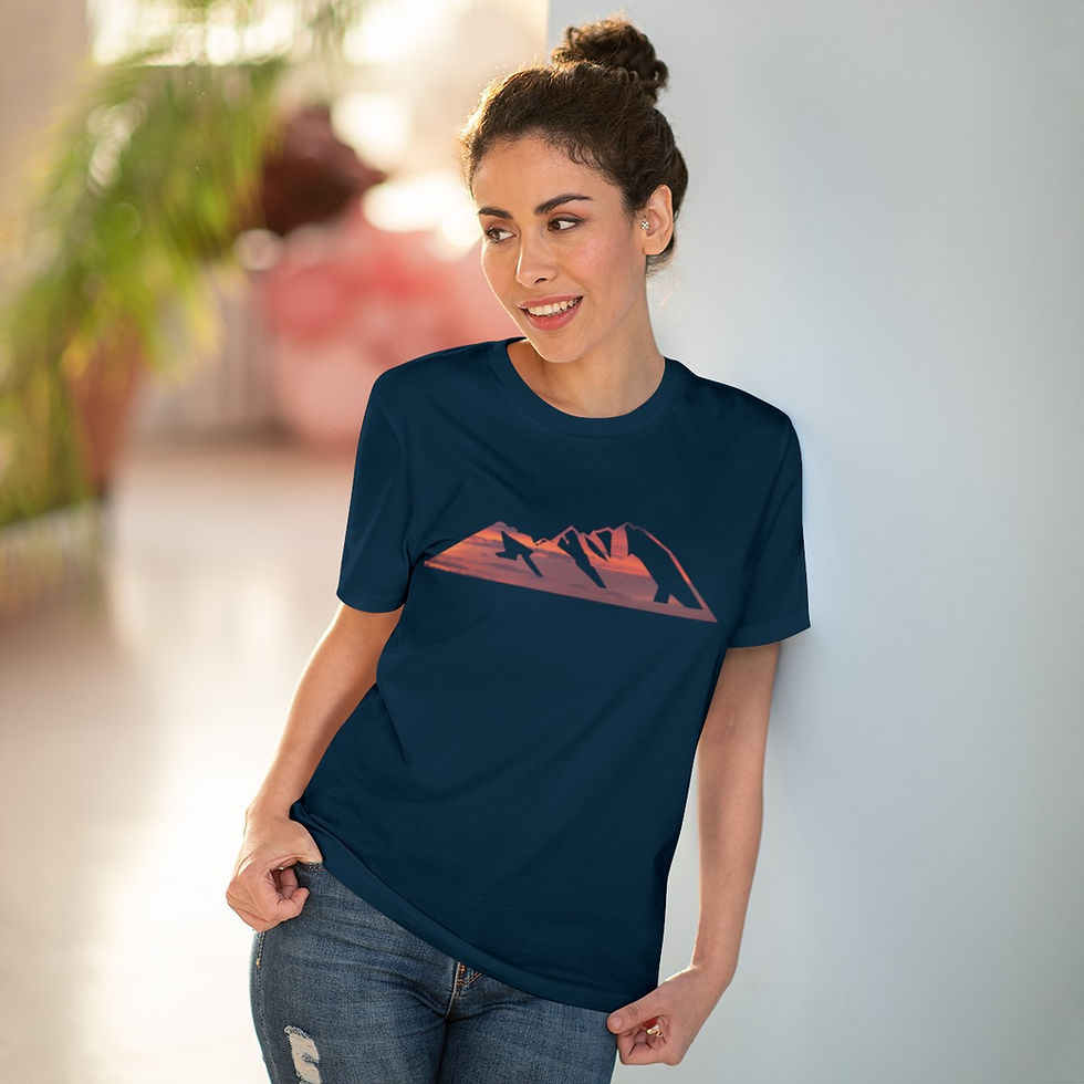 organic adult unisex t shirt with mountain range design by Nat-Ts