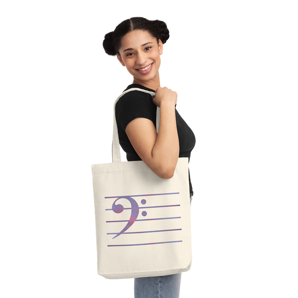 Thumbnail: eco friendly tote bag with bass clef music design by Nat-Ts