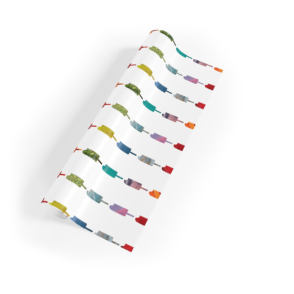 sustainably sourced premium gift wrap with ice lolly summer popsicle design by Nat-Ts