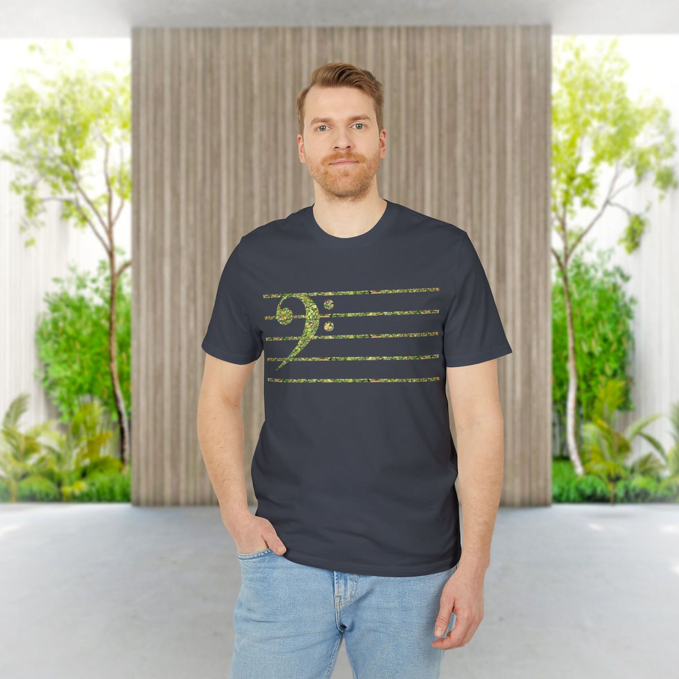 Thumbnail: organic adult unisex t shirt with bass clef music graphic by Nat-Ts