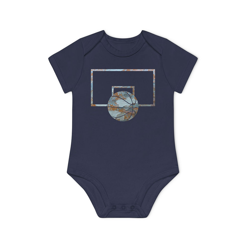 organic cotton baby body suit with Basketball sports graphic designed by Nat-Ts